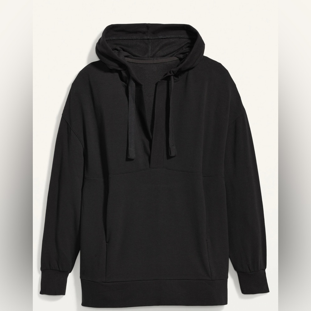 Old Navy Live-In Cozy-Knit French-Terry Tunic Hoodie Women Black Jack XXL NWT